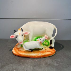 HP0048 Cow Calf Culture Marble Statue - Kamdhenu Cow & Baby Idol